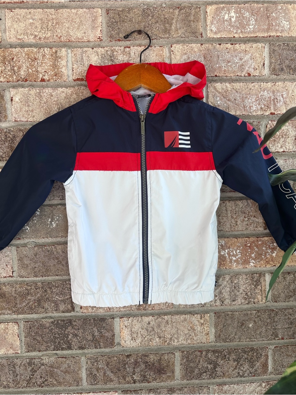 Kids Nautica Colorblock Windbreaker Jacket - Red, Navy & White 3T